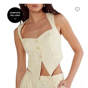Nasty Gal Cream Pinstripe Sleeveless Blouse color butter